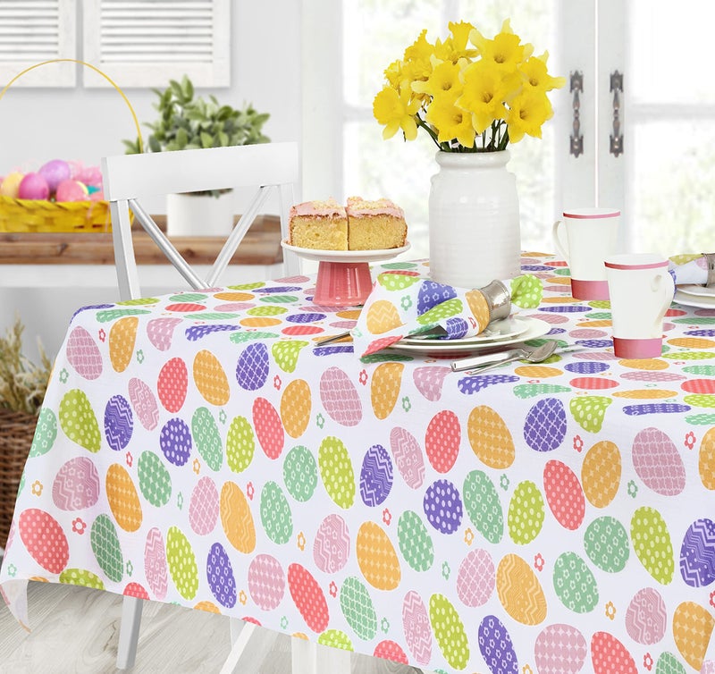 Newbridge Colored Easter Egg Hunt Fabric Napkins Polka Dot and Floral Easter Eggs Winkle Free and Stain Resistant Spring Napkins, Set of 8 Napkins - Image 5